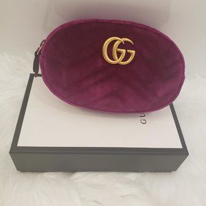 Gucci GG Marmont Bag Matelassé Velvet Belt Bag Fanny Pack Purse